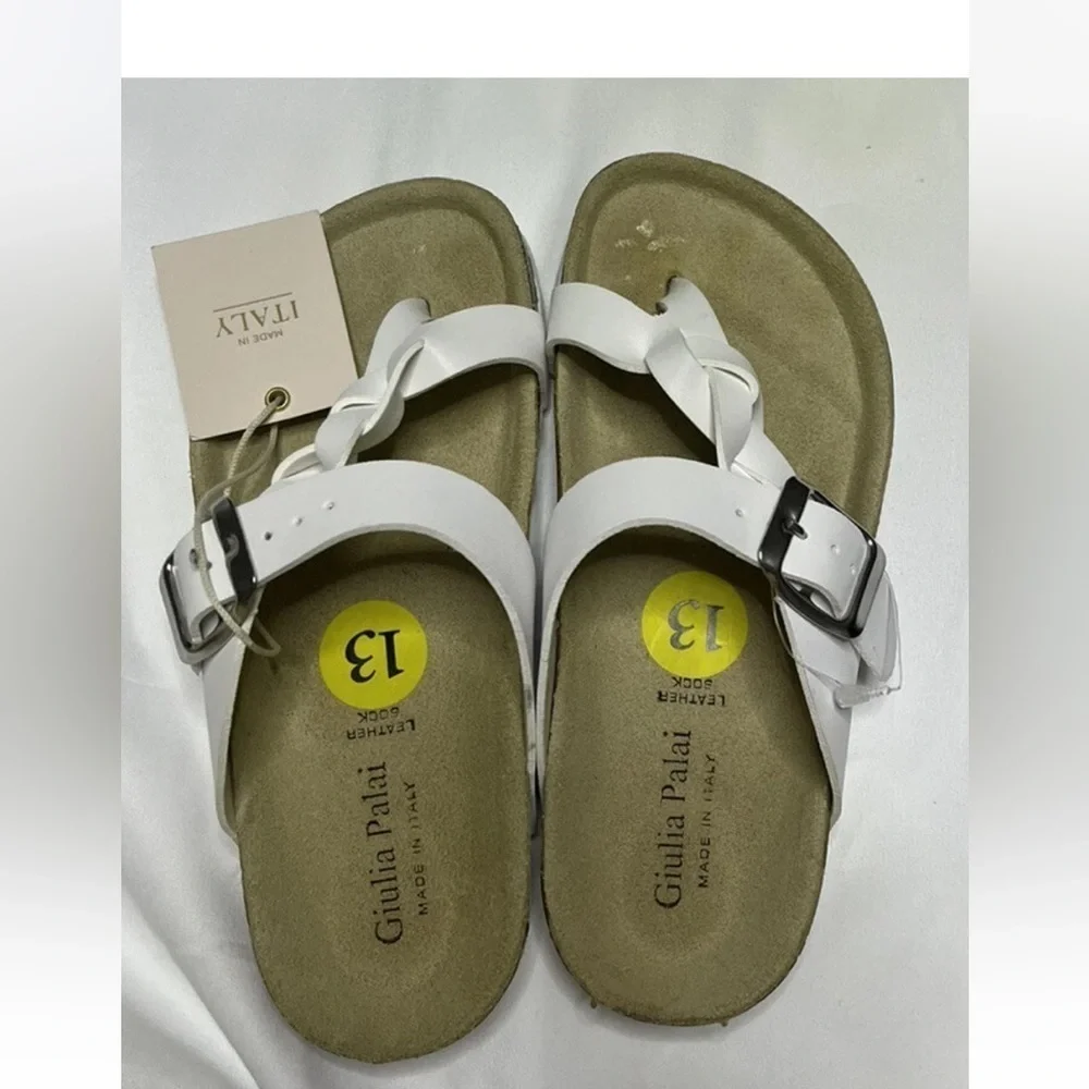 Kids White Leather Italy Sandals